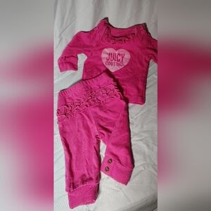 Juicy Couture Hot Pink Ruffle Heart Logo Baby Matching Set
